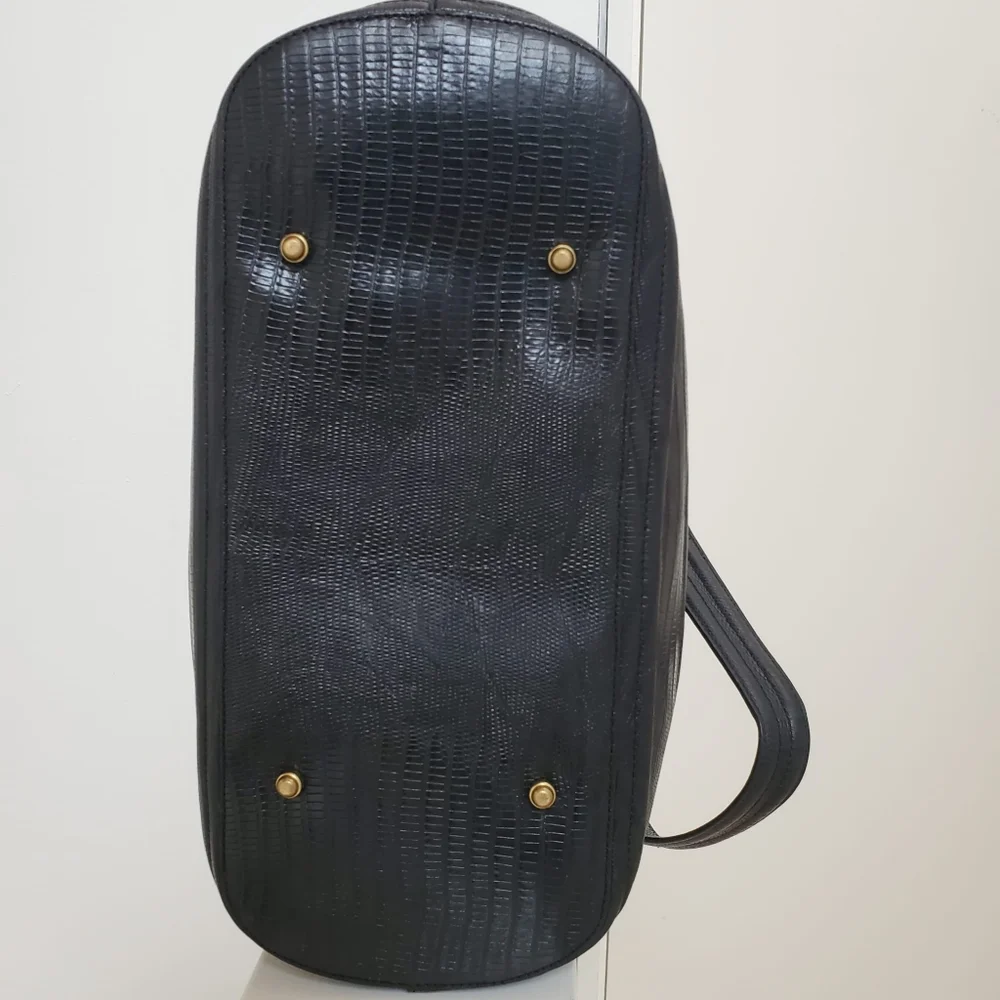 Brahmin Large Black Bucket Leather Tote
